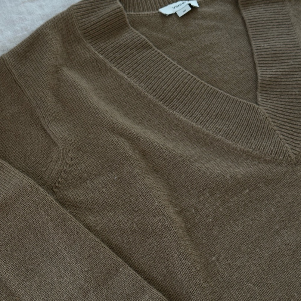 Tan V-Neck Sweater - Picture 9 of 12